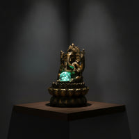 Antique Gold Ganesha Statue Fountain Indoor Deity Statue Fountain Decorative Tabletop for Home Altar, Meditation Room, Office Desk