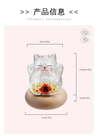 High Borosilicate Glass 3D Cat Shape Gold Bean Storage Jar Festive Gift