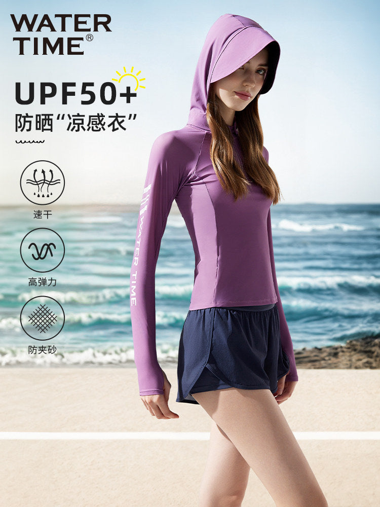 WaterTime潜水服女2025新款分体长袖防晒冲浪水母服大码潜水套装