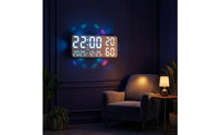 Digital Clock with Date Display Rounded Corners Wood-Grain LED Wall