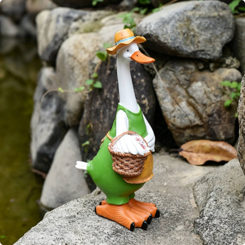Resin Duck Figurine Easy to Place Long-Neck Duck Figurine Weather-Resistant