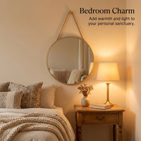Wall Mounted Mirror with PU Rope Hanging, Black Track Style