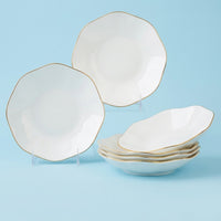 Bone China Serving Plates with Gold Trim, Modern Minimalist Style