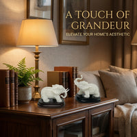 Stone Elephant Statue Decor, Feng Shui Elephants Pair Statues, Decorative Elepha #variant:18*11*12-17 cm, Base Height 3cm