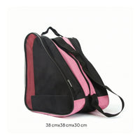 Mesh Roller Skate Bag with Helmet Pocket Breathable Triangular Skate Bag 3-Layer Zippered for Skaters, Skating Lessons