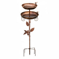Double Tier Bird Bath Weatherproof Metal Garden Bird Bath Stake Detachable Bowls for Gardeners