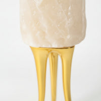 Crystal Stone Ornament with Metal Base Natural Decorative Accent Sculptural