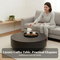 2 Pieces Round Nesting Table Set Light Luxury aesthetic Household Furniture Sintered Sta Top Internal Storage for Living Room