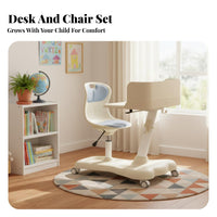 Bus-Shaped Desk and Chair Combo Adjustable Height children's Desk and Chair Set Space Theme Mobile Design for Preschoolers, Home
