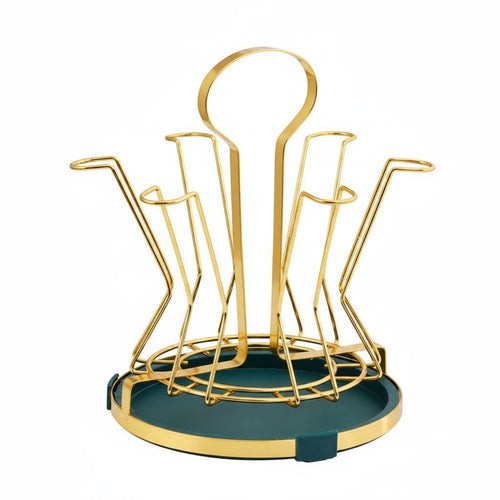Flower-Shaped Mug Holder Golden-Hued Mug Drainer Rack Silicone Sleeve