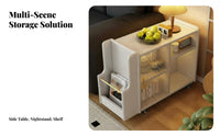 Wheeled End Table with Magazine Holder Space-Saving Design Indoor Furniture