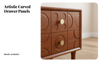 Carved 2-Drawer Nightstand Versatile Use Bedside Cabinet Large Capacity