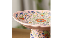 Ceramic Pedestal Plate Decorative Footed Dessert Plate Compact Ceramic Dessert Stand for Hosts, Afternoon Tea, Sideboard