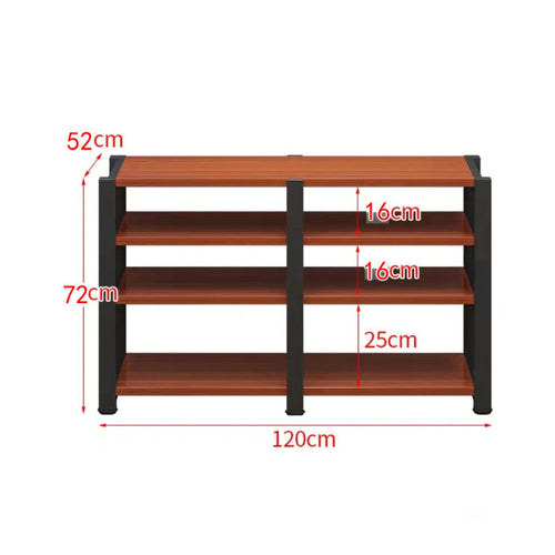 Multi-tier Household Furniture Audio Tower with Open Shelf Media Cabinet and Industrial Style TV Console Featuring Steel Frame and Particle Board Suitable for Home Theater Equipment Organization Media Room Living Room