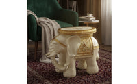 Resin Elephant Shoe Changing Stool Gold-Toned Shoe-Changing Stool Elegant Figurine Ornate for Entryway, Living Room
