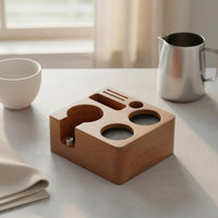 Wooden Espresso Tamping Station Solid Wood Coffee Tamper Holder Anti-Slip Base