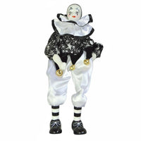 Dangling Leg Clown Doll Porcelain Head and Limbs Sitting Ceramic Clown Big Top Themed Ceramic Fool Figure Doll for Collectors, Desk Ornament