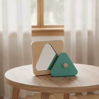Child-Centered Shape Matching Toy Easy-to-Grip Wooden Board with Mirror Sensory Stack and Sort Board Classic for Toddlers, Babies