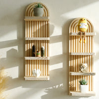 Arched Solid Wood Wall Planter Shelf for Home Living Room Decor