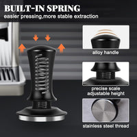 Espresso Tamper with Adjustable Distributor and Dosing Funnel Set