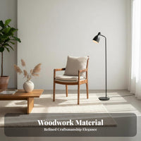 Wooden Armchair Nordic Design Single Person Seat sturdy Wood Frame Comfortable paddinging for Professionals, perusing corner