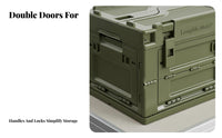 Foldable Storage Crate Secure Latching Collapsible Storage Bin with Doors