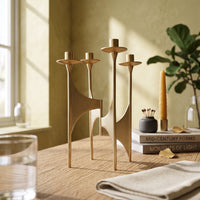 Candle Holder with Four Cups Golden Gold Candelabra Metal Decor for Hotel Reception Area