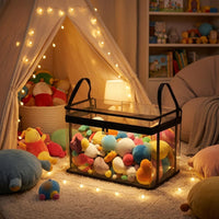 Soft Toy Storage Bin Carry Handles Clear Storage Bin Large-Capacity