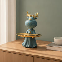Deer Figurine with Tray Speckled Tabletop Organizer Modern for Vanity, Women