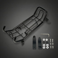 Black Motorcycle Middle Rack Steel Motorcycle Rack with Spring Clips Sturdy Stable for Motorcycles, Commuting