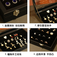 Black Jewelry Box with Compartments for Necklaces, Rings, Earrings, Bracelets, Dustproof with Lid