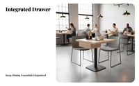 Restaurant Table with Chairs and Drawer Sintered Stone surface cafeteria Furniture Modern utilitarian Design Padded Seats