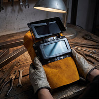 Welding Helmet with Flip-Up Visor, Cowhide Leather Anti-Splash Face and Neck Protection