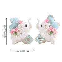 Elephant Statues with Plaques Glossy Ceramic Elephants Elegant for Shelf, Office