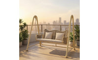Comfortable Swing Bench with Cushion Freestanding Swing Bench Woven Loveseat Cushion Set Metal for Balcony
