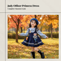 Girls Autumn Princess Dress, Judy Officer Cosplay, Long Sleeve, Zootopia Theme, Halloween