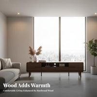 Lowheight TV Cabinet Wood Grain Finish Lowheight TV Stand Ample Storage Living Room Furniture for Homeowners, Families, Lounge Area, Bedroom