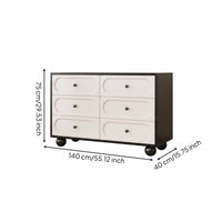 Black and Light-Toned Storage Cabinet Solid Wood Board Multi-Compartment Accent Cabinet Rounded Corners Modern Dresser with Spherical Legs