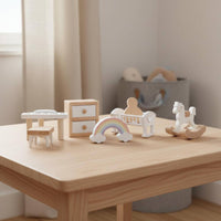 Wooden Pretend Play Furniture Realistic Features Dollhouse Garden Furniture Set Miniature Backyard Playground Long-Lasting