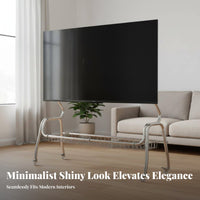 Stainless Steel TV Stand Heavy Duty Mobile Floor Media Console Curved Tube Design Effortless Mobility Built-in Storage Suitable for Renters Bedroom Office Apartment