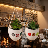 Plant Pots and Flower Pots for a Hanging Plant, Pack of 2 Oval Ceramic Wall Planter for Home Office, Glazed Air Plant Holder, Gift for Lovers