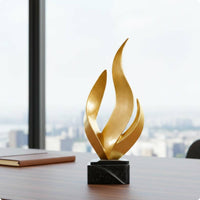 Resin Flame Figurine Nordic Style Abstract Flame Sculpture Unique Centerpiece Modern Desktop Figurine for Office Desk