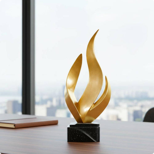 Resin Flame Figurine Nordic Style Abstract Flame Sculpture Unique Centerpiece Modern Desktop Figurine for Office Desk