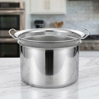 Stainless Steel Colander and Basin Set with Lid, 1mm Fine Mesh Rice Colander and Vegetable Strainer, Washing Rice Tool for Home Cooking Food Prep