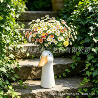Tall Vase Pot Ceramic Goose Head Figurine Resin Vase Goose Head Ornament