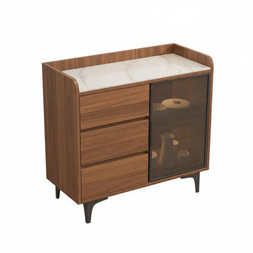 Sintered Stone Top Sideboard Stable Load-Bearing Living Room Tea Cabinet Water-Resistant Finish Kitchen Storage Sideboard for Hotel