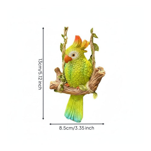 Parrot Swing Ornament Weather-Resistant Resin Bird Swing Decoration Hand-Painted