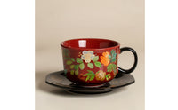 Cup and Saucer Set Floral Vessel Stylish for Breakfast