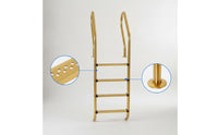 Stainless Steel Pool Ladder Gold-Toned Pool Ladder with Non-Slip Steps Resistant for Homeowners
