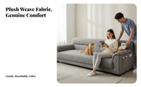Straight-Line Settee Latex Filling Sofa Minimalist Design Couch for Pet Owners, Small Space Dwellers, Living Room, Apartment, Lounge Area